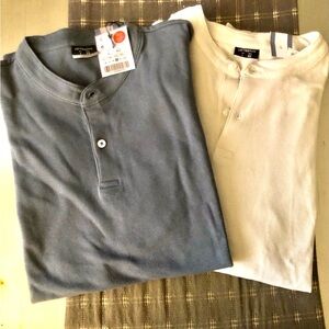 Lefties Blue Henley Shirt - Men's Casual Short Sleeve